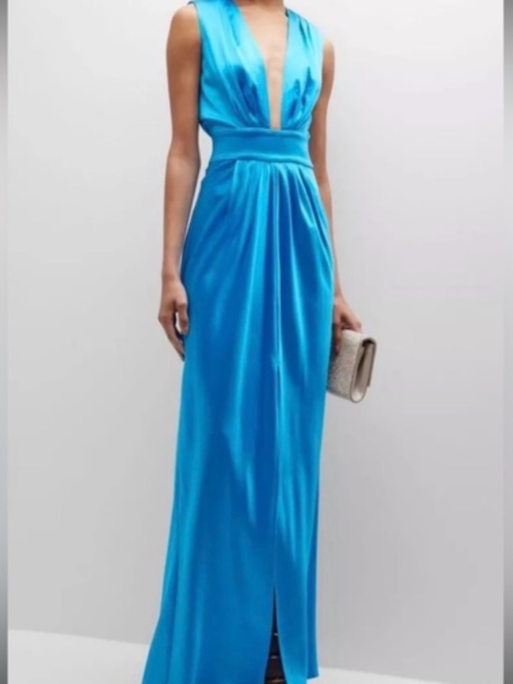 Ramy Brook Electric Blue Plunging Maxi Dress